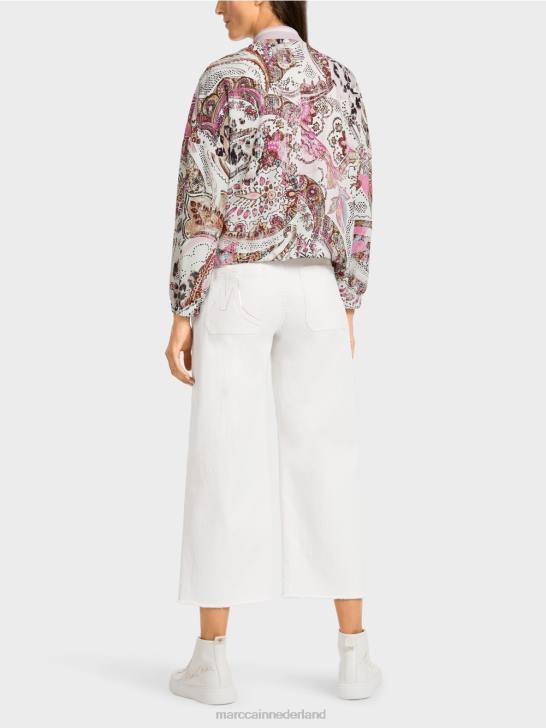 kleding lichte lavendel 464J388 oversized blouson met paisleymotief Marc Cain