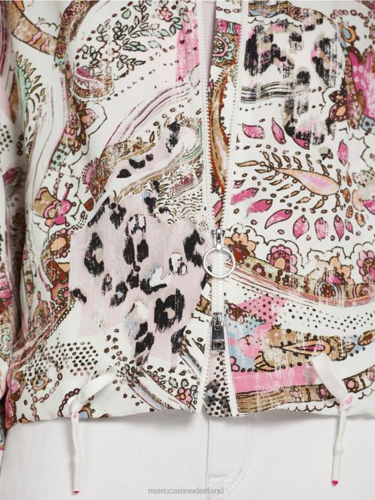 kleding lichte lavendel 464J388 oversized blouson met paisleymotief Marc Cain