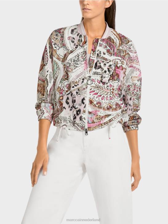 kleding lichte lavendel 464J388 oversized blouson met paisleymotief Marc Cain