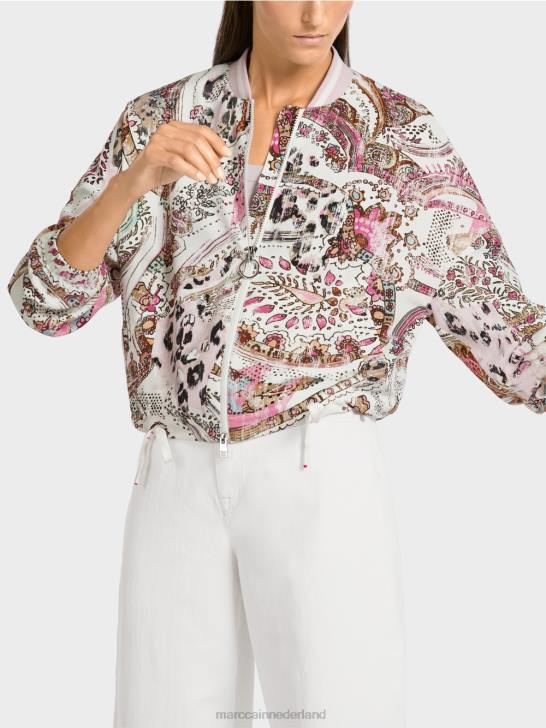 kleding lichte lavendel 464J388 oversized blouson met paisleymotief Marc Cain