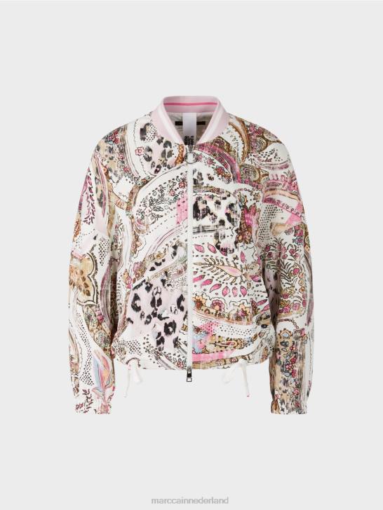 kleding lichte lavendel 464J388 oversized blouson met paisleymotief Marc Cain