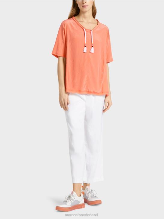 kleding lichte terracotta 464J936 top in blousestijl van een materiaalmix Marc Cain