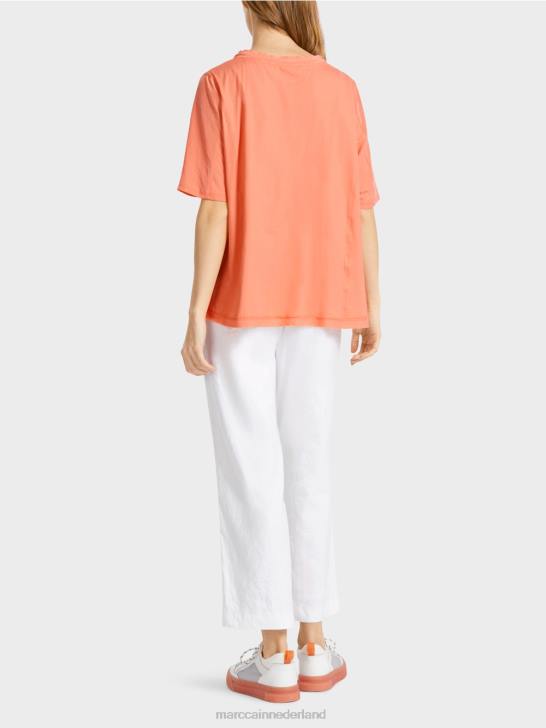 kleding lichte terracotta 464J936 top in blousestijl van een materiaalmix Marc Cain