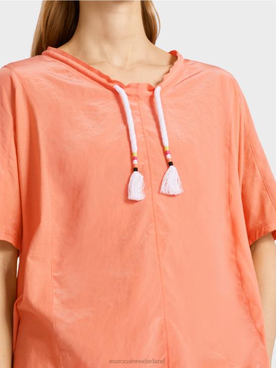 kleding lichte terracotta 464J936 top in blousestijl van een materiaalmix Marc Cain