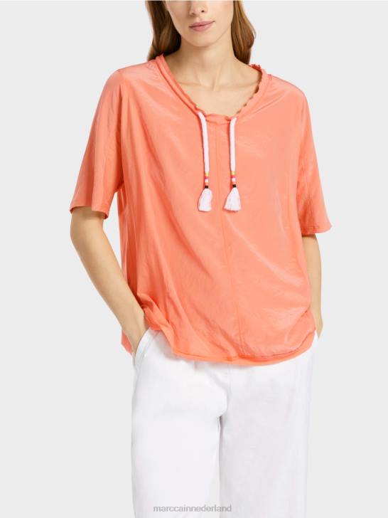 kleding lichte terracotta 464J936 top in blousestijl van een materiaalmix Marc Cain