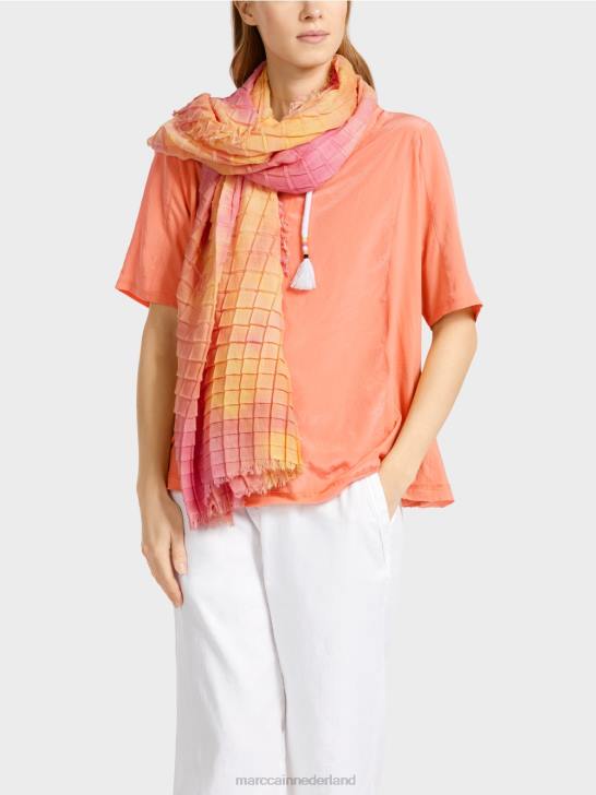 kleding lichte terracotta 464J936 top in blousestijl van een materiaalmix Marc Cain