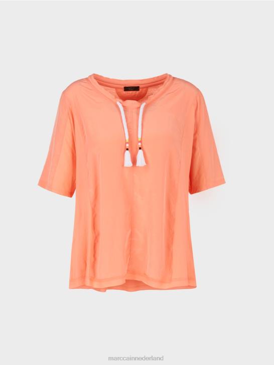 kleding lichte terracotta 464J936 top in blousestijl van een materiaalmix Marc Cain
