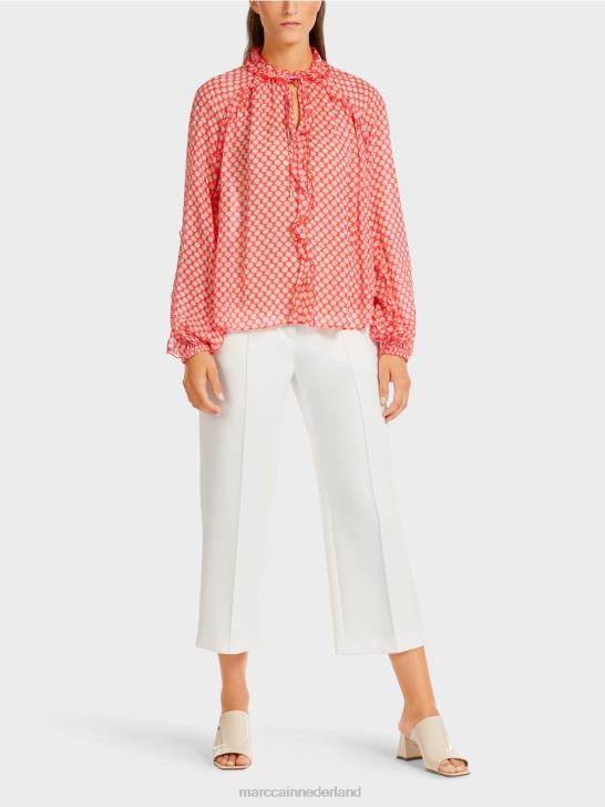 kleding mandarijn 464J971 blouse met geplooide details Marc Cain