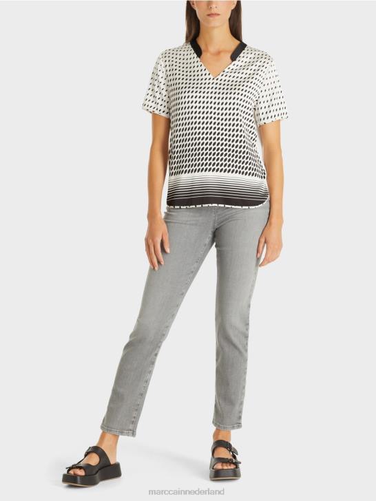 kleding nieuw transparant roze 464J994 blouseshirt met patroonmix Marc Cain