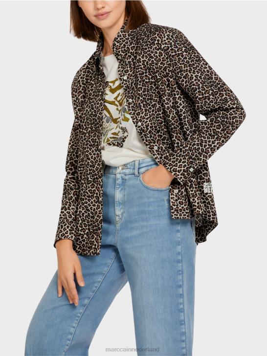 kleding poeder crème 464J977 Blouse in overhemdstijl, \"rethink Together\". Marc Cain