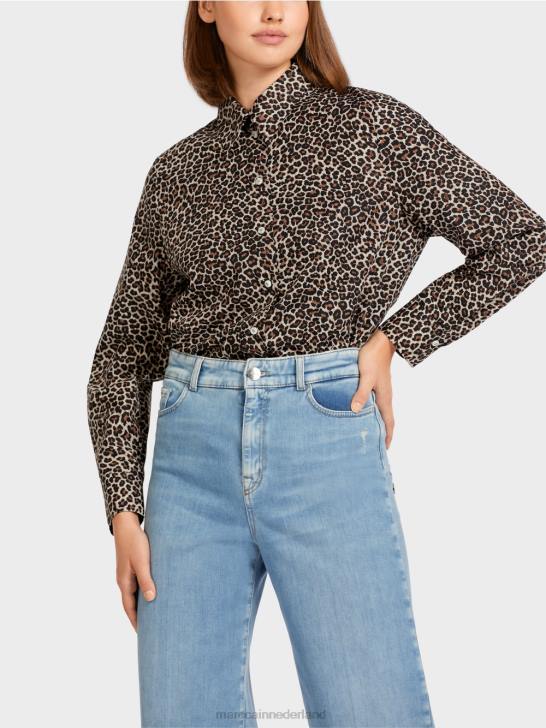 kleding poeder crème 464J977 Blouse in overhemdstijl, \"rethink Together\". Marc Cain