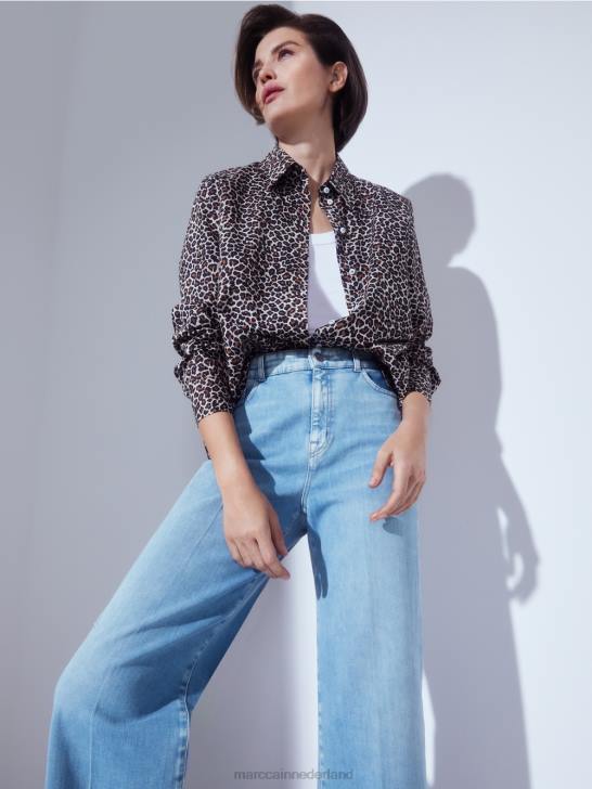 kleding poeder crème 464J977 Blouse in overhemdstijl, \"rethink Together\". Marc Cain