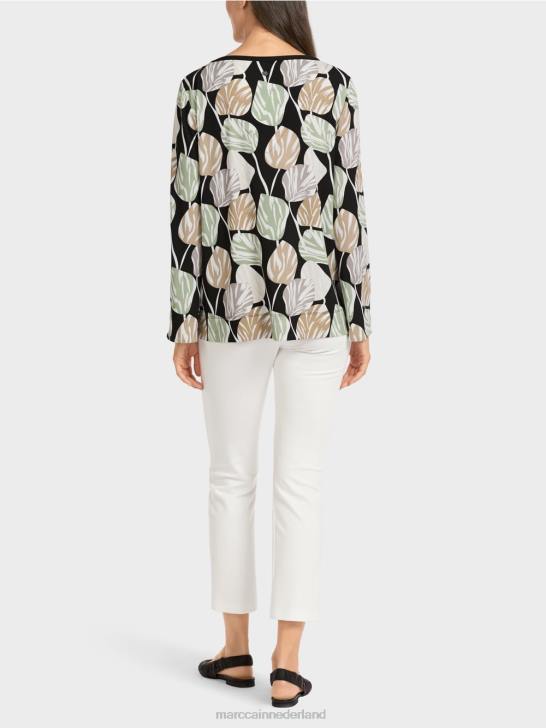 kleding poeder munt 464J1007 top met lange mouwen in blousestijl Marc Cain