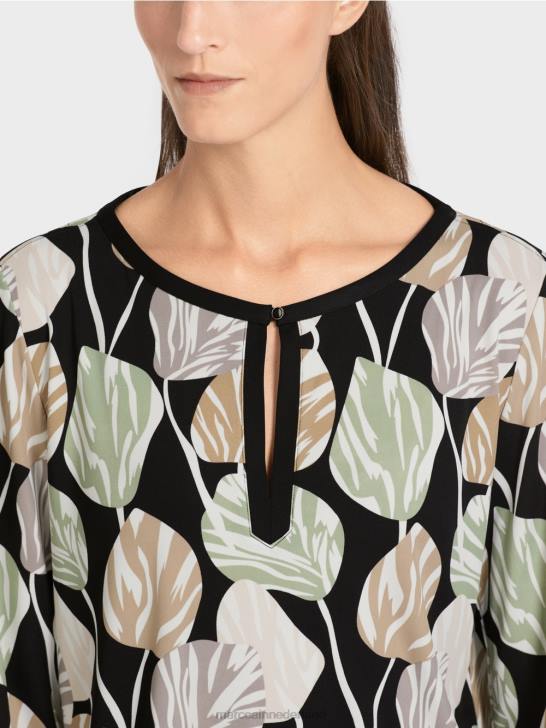 kleding poeder munt 464J1007 top met lange mouwen in blousestijl Marc Cain