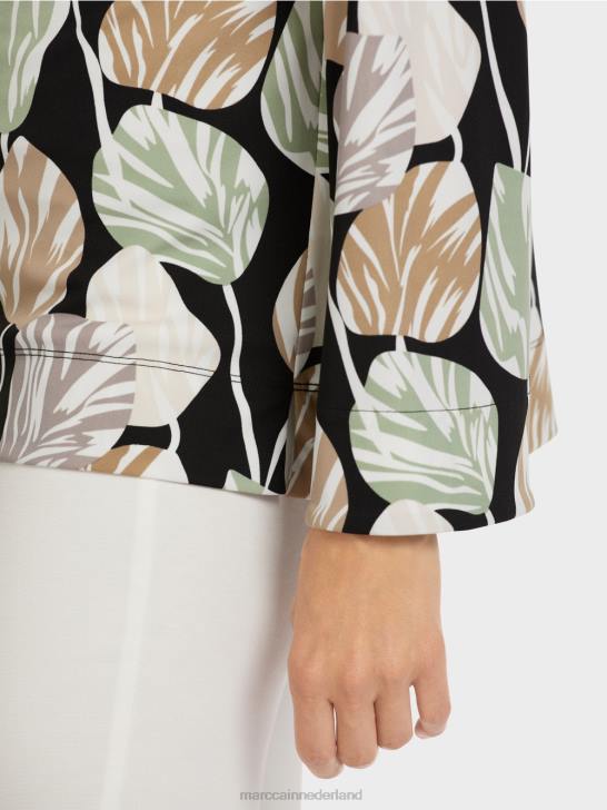 kleding poeder munt 464J1007 top met lange mouwen in blousestijl Marc Cain