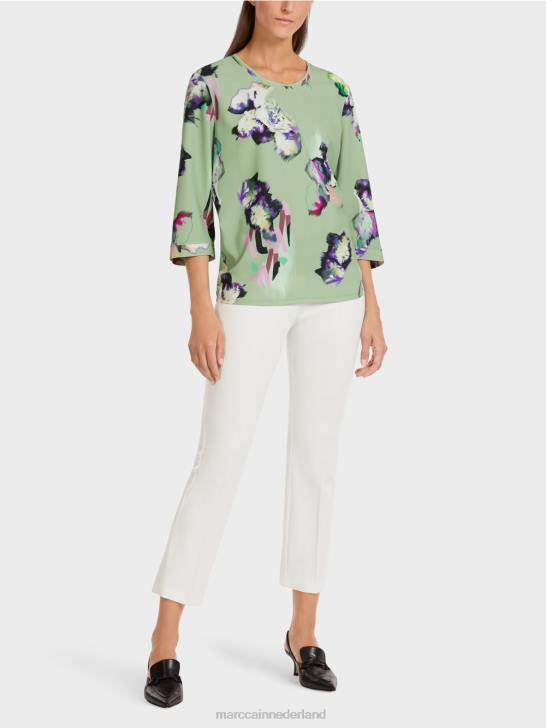 kleding poeder munt 464J1009 Top in blousestijl met driekwartmouwen Marc Cain