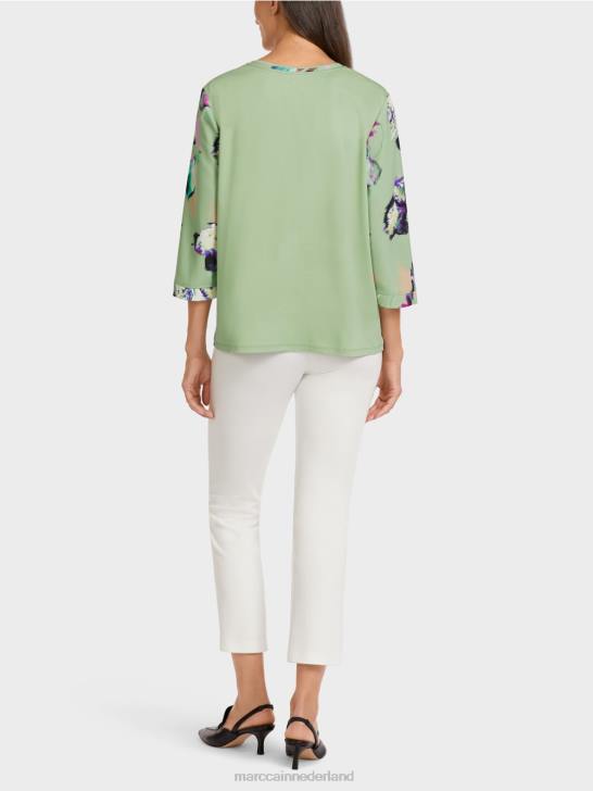 kleding poeder munt 464J1009 Top in blousestijl met driekwartmouwen Marc Cain