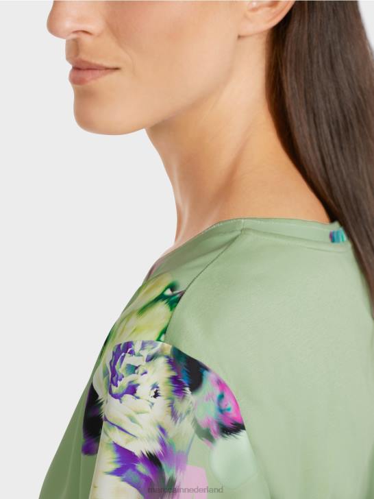 kleding poeder munt 464J1009 Top in blousestijl met driekwartmouwen Marc Cain