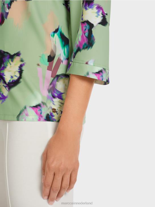 kleding poeder munt 464J1009 Top in blousestijl met driekwartmouwen Marc Cain