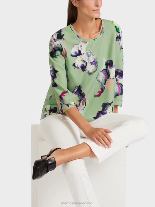 kleding poeder munt 464J1009 Top in blousestijl met driekwartmouwen Marc Cain