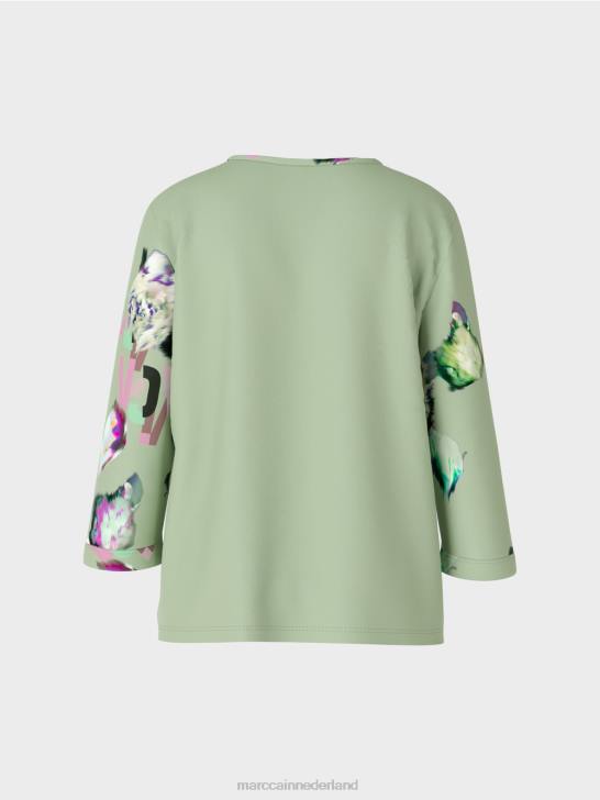 kleding poeder munt 464J1009 Top in blousestijl met driekwartmouwen Marc Cain