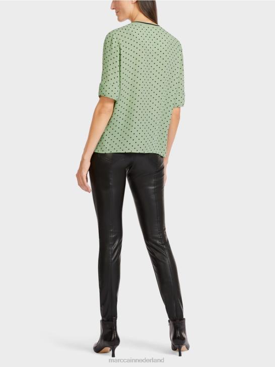 kleding poeder munt 464J1014 top in blousestijl met stippen Marc Cain