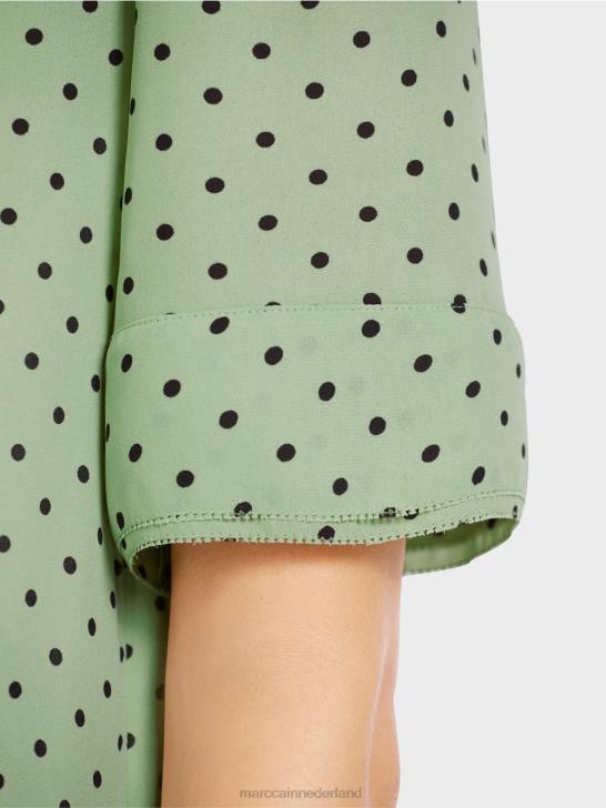 kleding poeder munt 464J1014 top in blousestijl met stippen Marc Cain