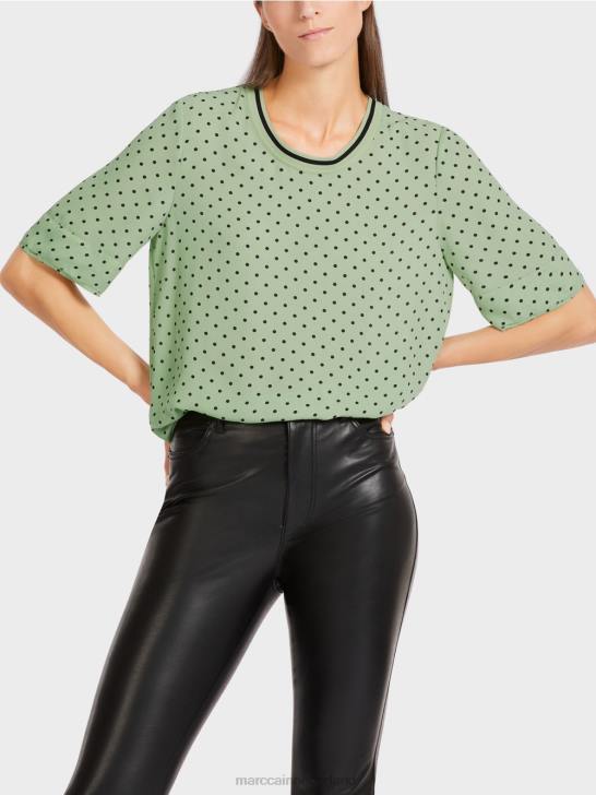 kleding poeder munt 464J1014 top in blousestijl met stippen Marc Cain