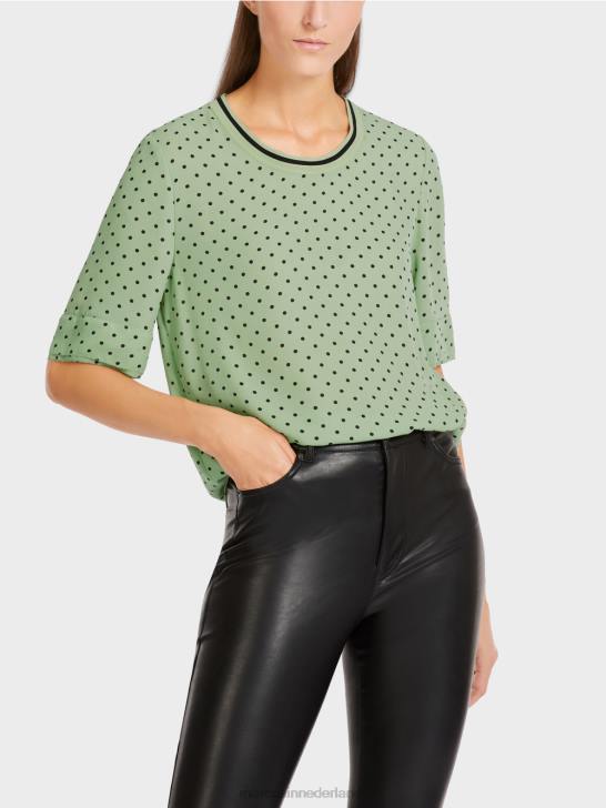 kleding poeder munt 464J1014 top in blousestijl met stippen Marc Cain