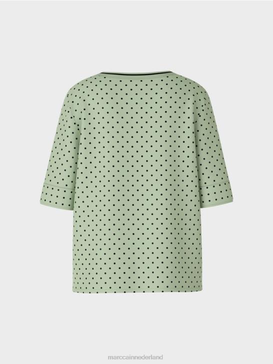 kleding poeder munt 464J1014 top in blousestijl met stippen Marc Cain