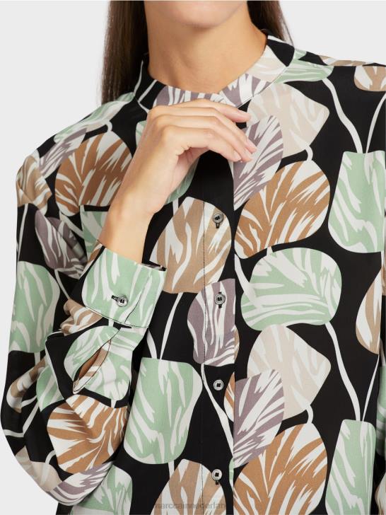 kleding poeder munt 464J1023 stijlvolle blouse met opstaande kraag Marc Cain