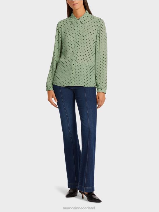 kleding poeder munt 464J1024 stijlvolle blouse met stippen Marc Cain