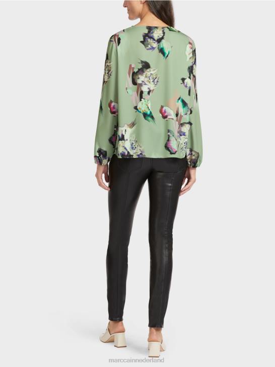 kleding poeder munt 464J1026 blouse met all-over print Marc Cain