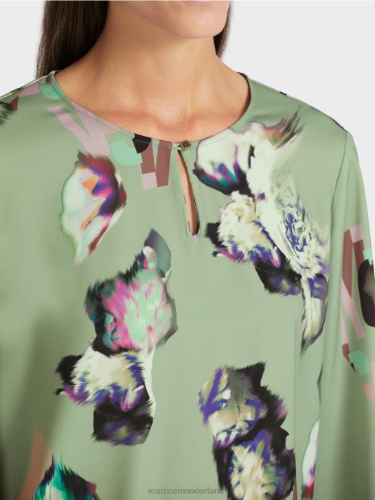 kleding poeder munt 464J1026 blouse met all-over print Marc Cain