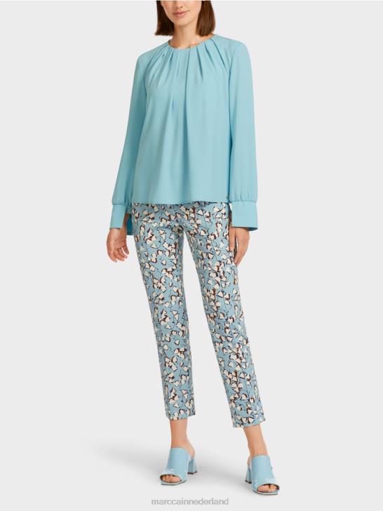 kleding sfeervol blauw 464J1020 top in blousestijl met plooien Marc Cain