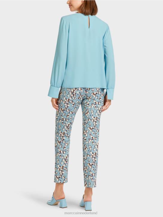 kleding sfeervol blauw 464J1020 top in blousestijl met plooien Marc Cain
