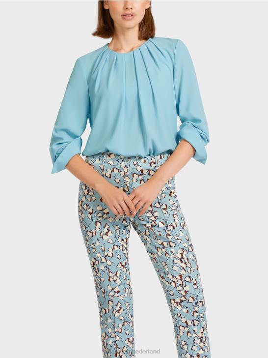 kleding sfeervol blauw 464J1020 top in blousestijl met plooien Marc Cain