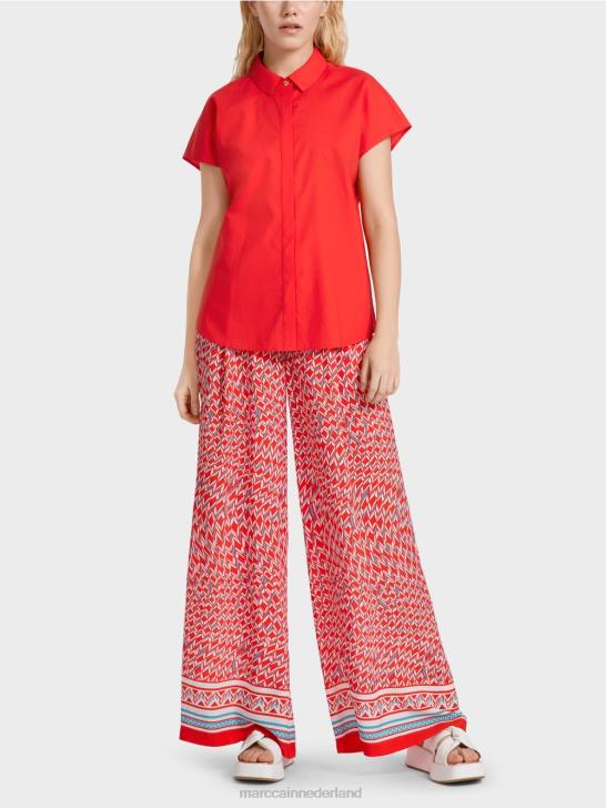 kleding vuur rood 464J928 "rethink Together" blouse met kraag Marc Cain