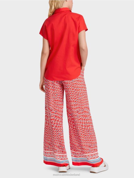 kleding vuur rood 464J928 \"rethink Together\" blouse met kraag Marc Cain