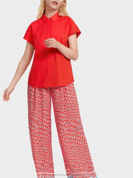 kleding vuur rood 464J928 \"rethink Together\" blouse met kraag Marc Cain