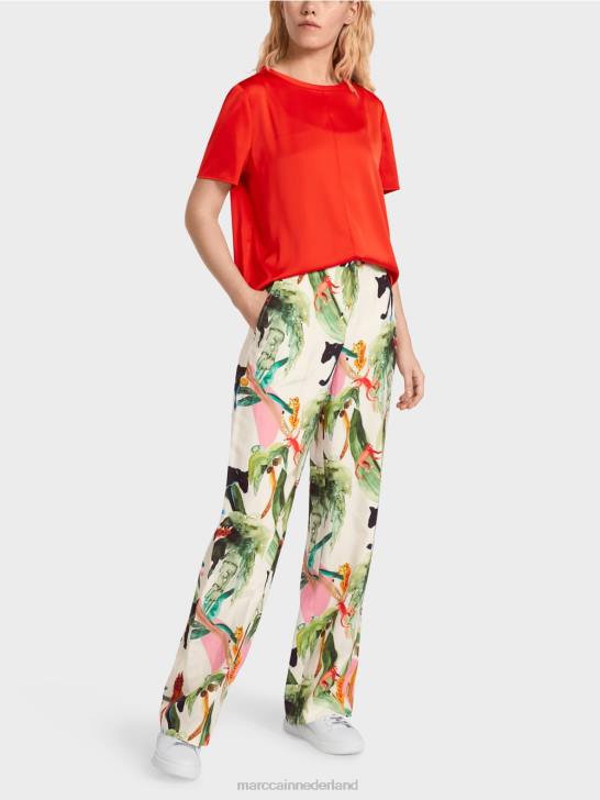 kleding vuur rood 464J929 top in blousestijl met centrale naad Marc Cain