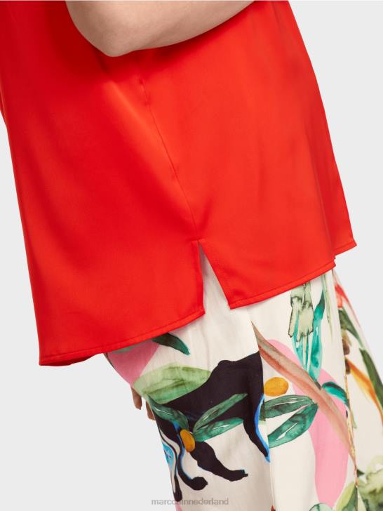 kleding vuur rood 464J929 top in blousestijl met centrale naad Marc Cain