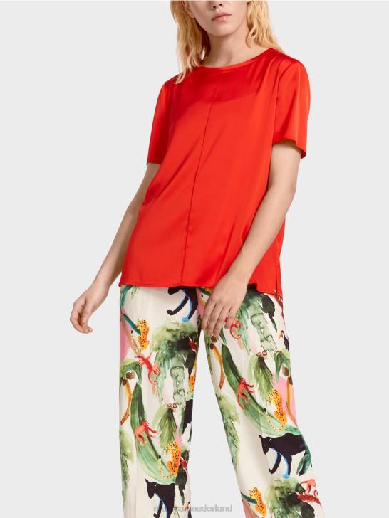 kleding vuur rood 464J929 top in blousestijl met centrale naad Marc Cain