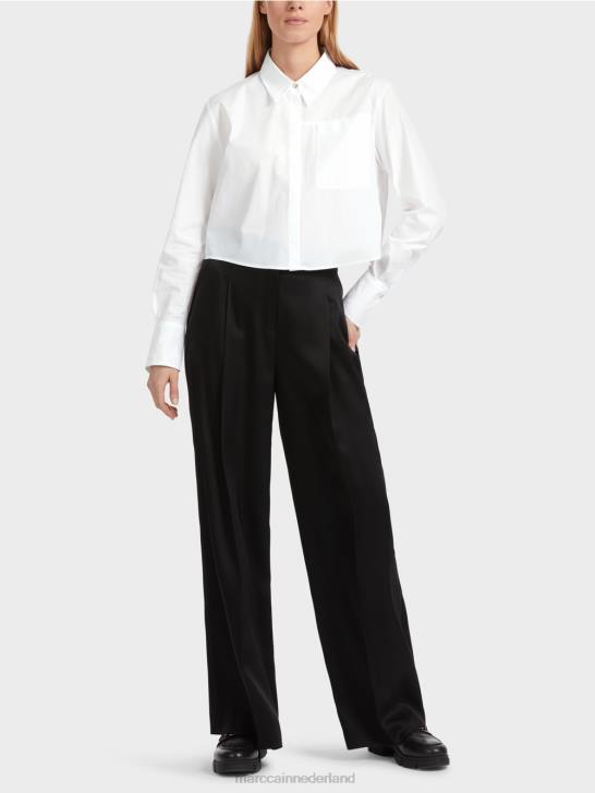 kleding wit 464J840 korte katoenen blouse Marc Cain