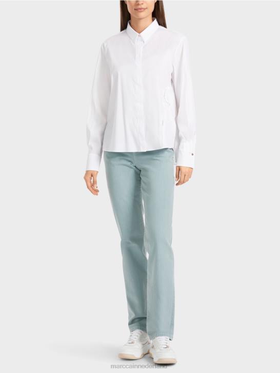 kleding wit 464J877 wijde overhemdblouse met applicatie Marc Cain