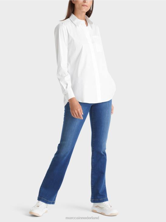 kleding wit 464J902 katoenen stretchblouse Marc Cain