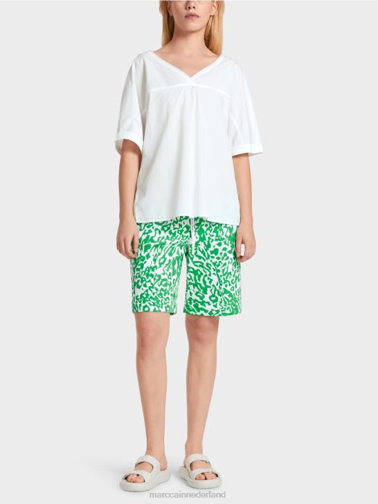 kleding wit 464J922 blouse met v-hals "rethink samen". Marc Cain