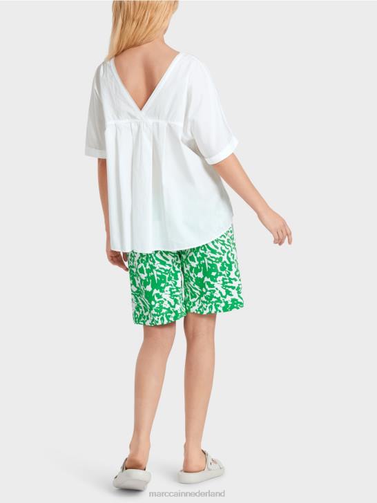 kleding wit 464J922 blouse met v-hals \"rethink samen\". Marc Cain