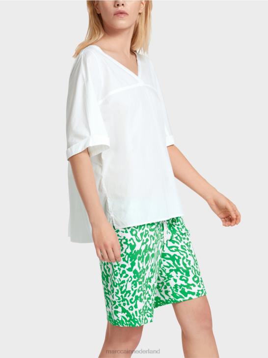 kleding wit 464J922 blouse met v-hals \"rethink samen\". Marc Cain