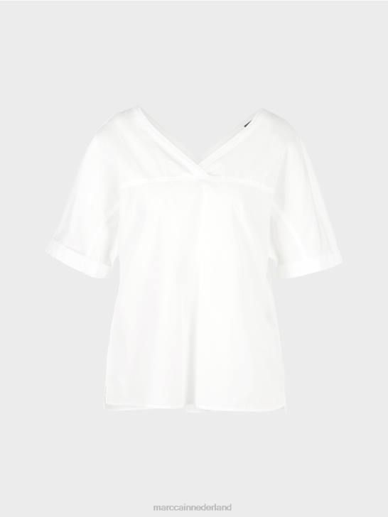 kleding wit 464J922 blouse met v-hals \"rethink samen\". Marc Cain